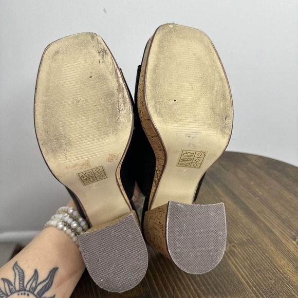 Krush Black Cork Block Heels Peep Toe Platform Sz UK 5 US 7 - Picture 9 of 10